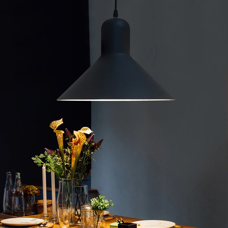 HOMCOM Ceiling Lamp, Adjustable Hanging, Ф34.5x28L cm, Metal-Black