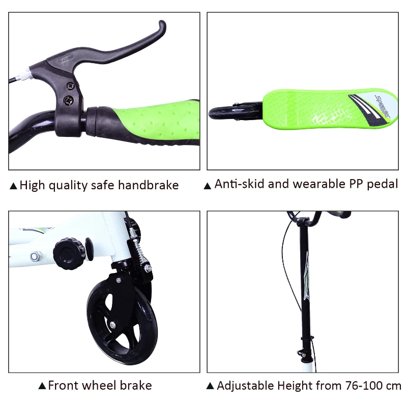 HOMCOM Kids 3 Wheels Speeder Scooter, L Size-Green