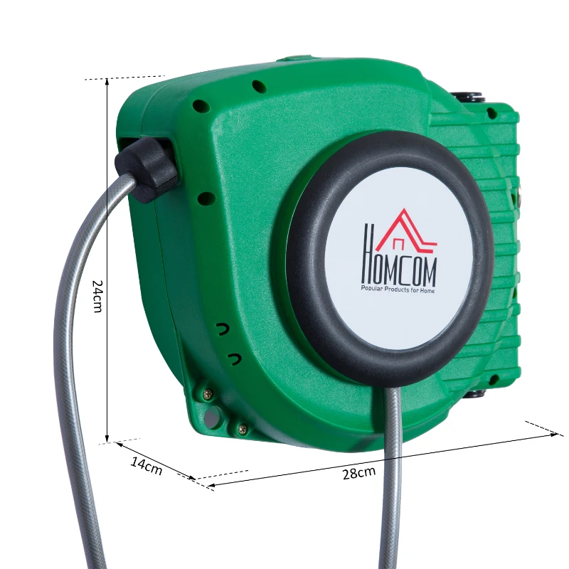 HOMCOM Retractable Wall Mounted Water Hose Reel, 9 m