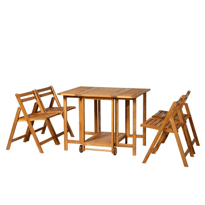 Outsunny 5 Pcs Acacia Wood Dining Set-Teak Colour