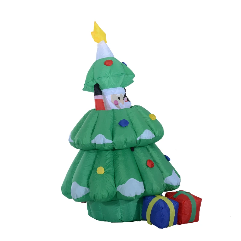 HOMCOM Large Christmas Inflatable Lighted Tree W/Hidden Santa Claus