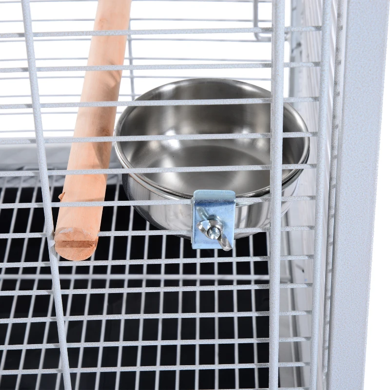 PawHut 53Lx52Wx156H cm Metal Bird Cage W/ Wheels & Stand-Silver