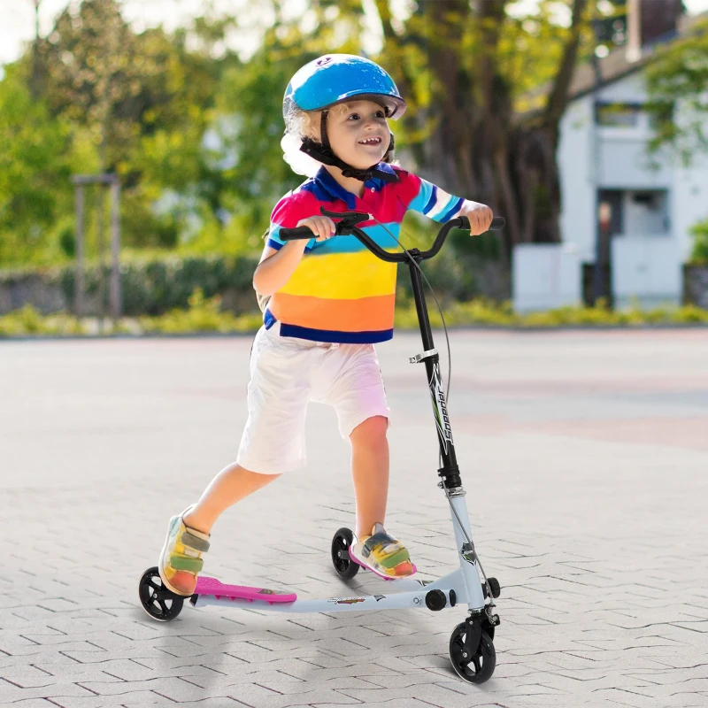 HOMCOM Kids 3 Wheels Speeder Scooter-Pink