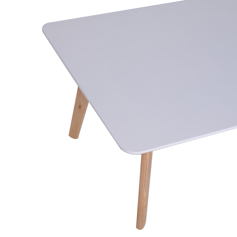 HOMCOM Scandinavian Style Coffee Table, 120Lx70Wx45H cm-White/Natural Wood Colour