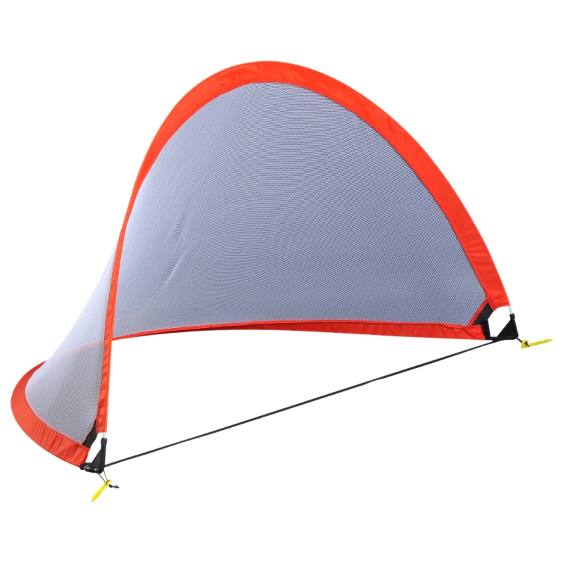 HOMCOM 6FT/180cm Foldable Pop-Up Soccer Net for Kids W/Carry Bag-Red