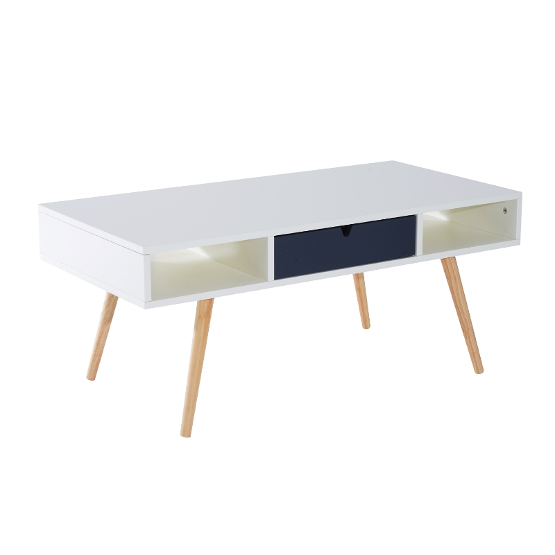 HOMCOM Coffee Table,W/Storage Drawer-Cream with Black