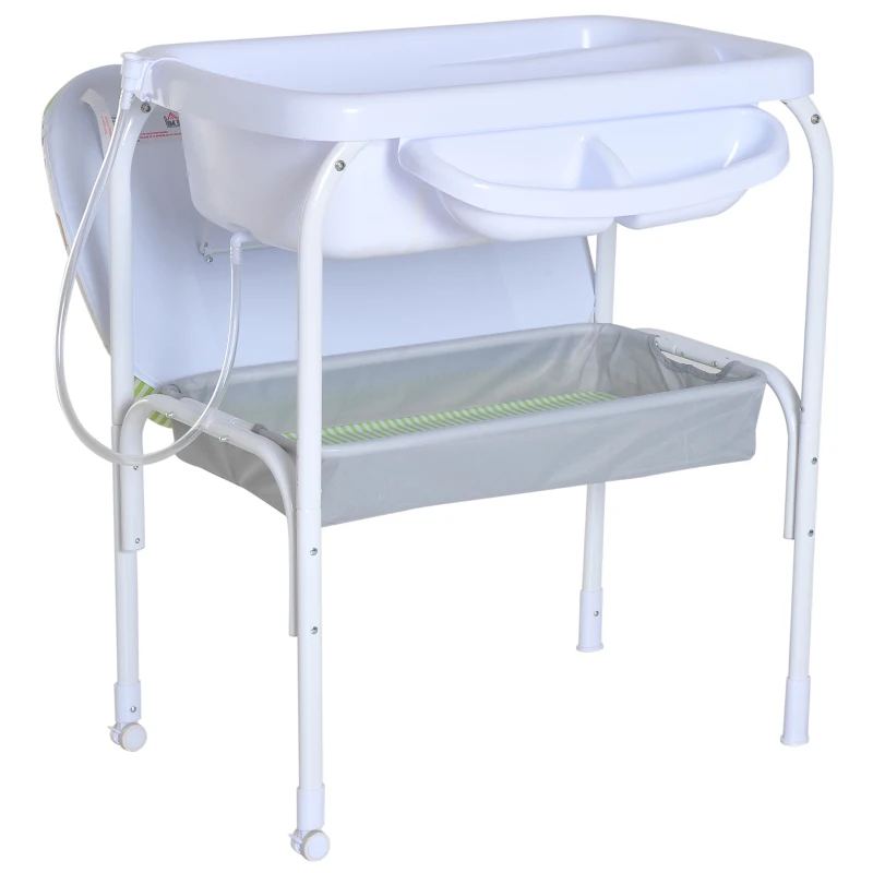 HOMCOM Folding Baby Bath and Changing Table Unit, 81Lx53Wx102H cm, Plastic-Green