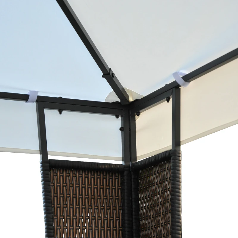 Outsunny 3x3 m Waterproof Double-Tier Gazebo-Brown/ Creamy White