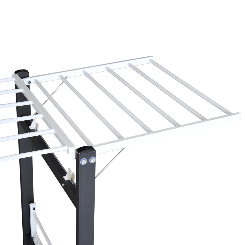 HOMCOM Foldable Clothes Drying Rack w/ Casters, 157.5Lx54Wx101H cm-Black/White