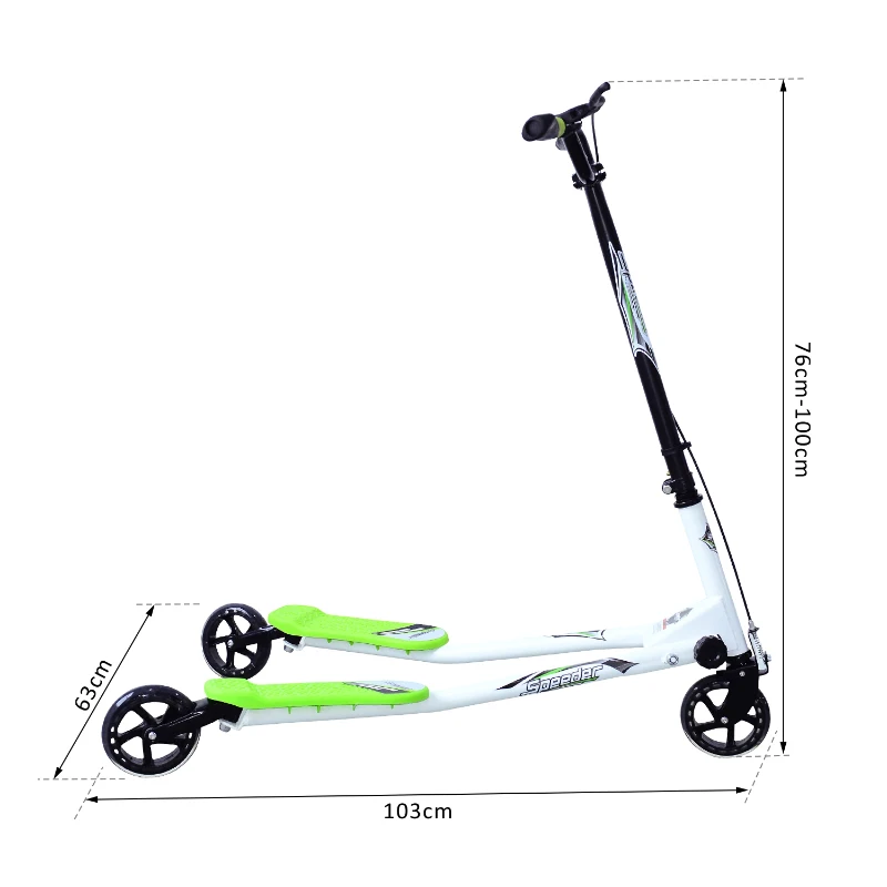 HOMCOM Kids 3 Wheels Speeder Scooter, L Size-Green