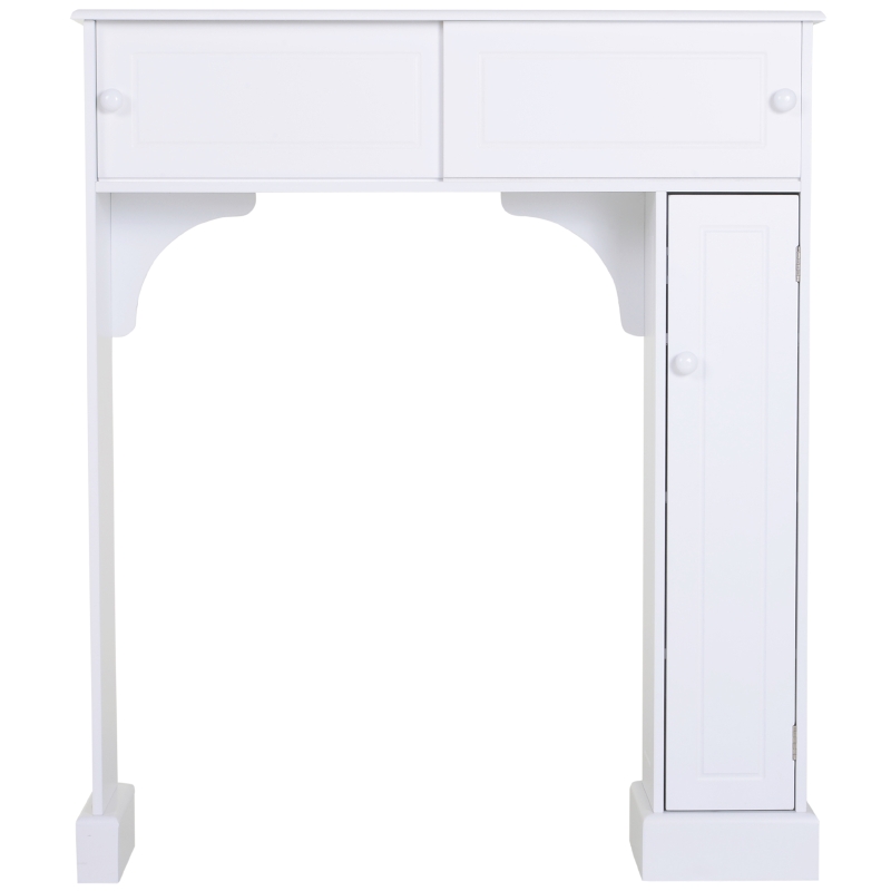 HOMCOM Over-The-Toilet Storage Cabinet Shelf Organizer Freestanding Spacesaver White Home Bathroom