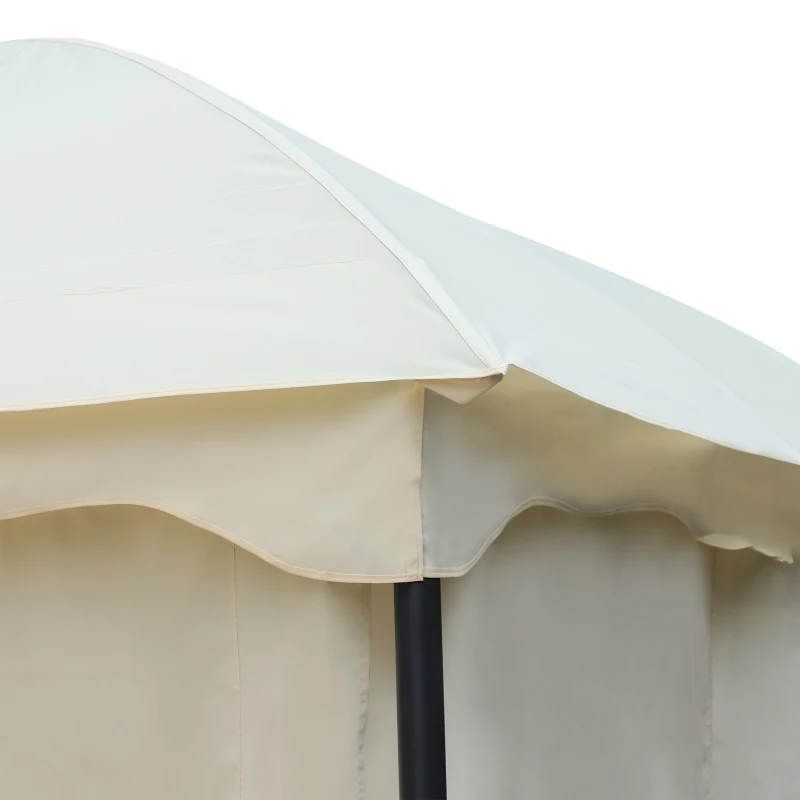 Outsunny 3x3.65m Outdoor Gazebo Canopy Tent 2-tier Roof  W/Curtains