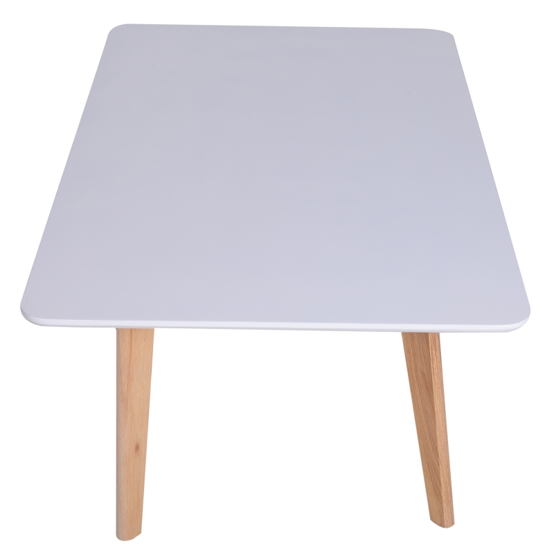 HOMCOM Scandinavian Style Coffee Table, 120Lx70Wx45H cm-White/Natural Wood Colour