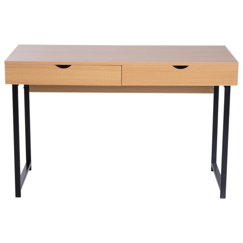 HOMCOM Computer Desk, 120Lx52Wx76.2Hcm-Natural Wood/Black Colour