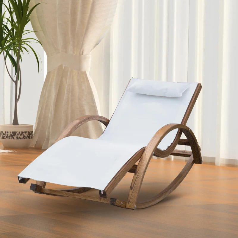 Outsunny Wooden Armchair- Teak Colour/Creamy-White