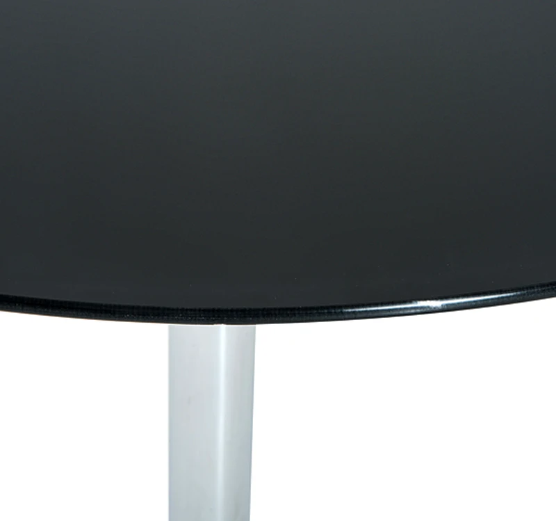 HOMCOM Round Bar Table Pub W/Glass Top, Φ70xH74.5 cm-Black