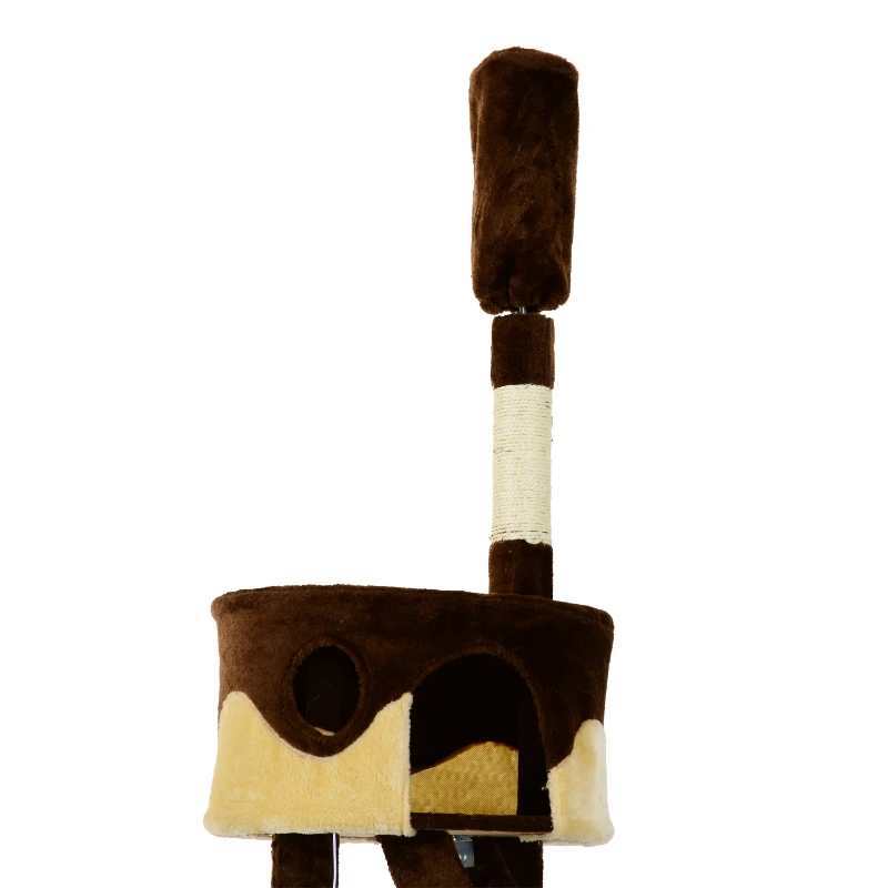 Pawhut 260cm Cat Tree Kitten Activity Center – Coffee & Cream