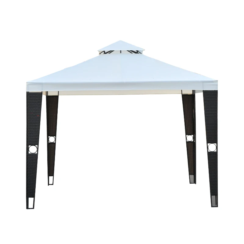 Outsunny 3x3 m Waterproof Double-Tier Gazebo-Brown/ Creamy White