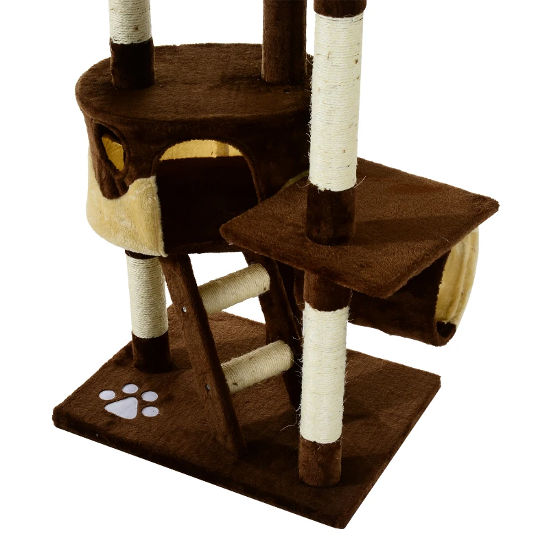 Pawhut 260cm Cat Tree Kitten Activity Center – Coffee & Cream