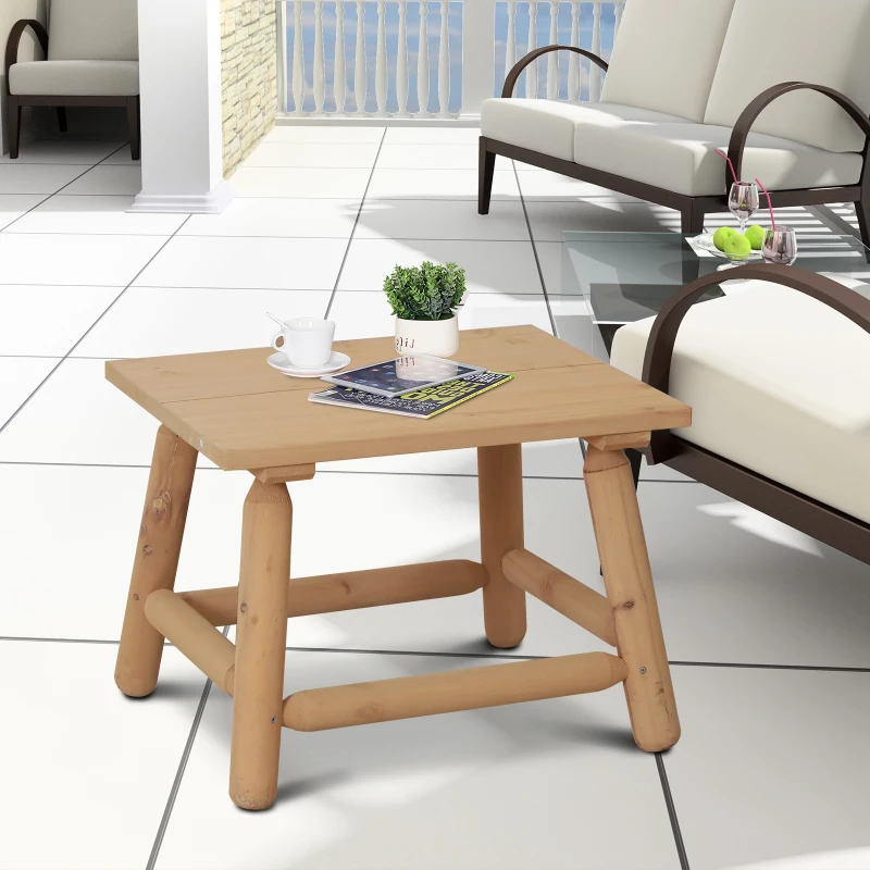 Outsunny Coffee Table, Fir Wood, 60Lx50Wx45H cm-Natural Wood Colour