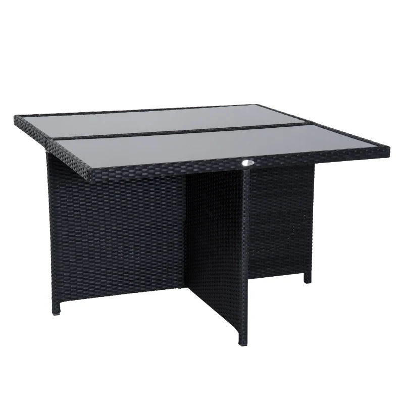 Outsunny 9 Pcs Rattan Dining Set-Black