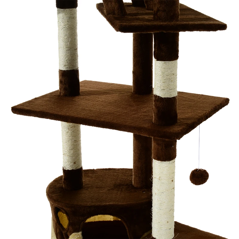 Pawhut 260cm Cat Tree Kitten Activity Center – Coffee & Cream
