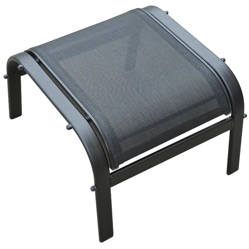 Outsunny 5 Pc Garden Lounger Set: 2 xChairs, 1 xCoffee Table, 2 xFoot Stool-Black