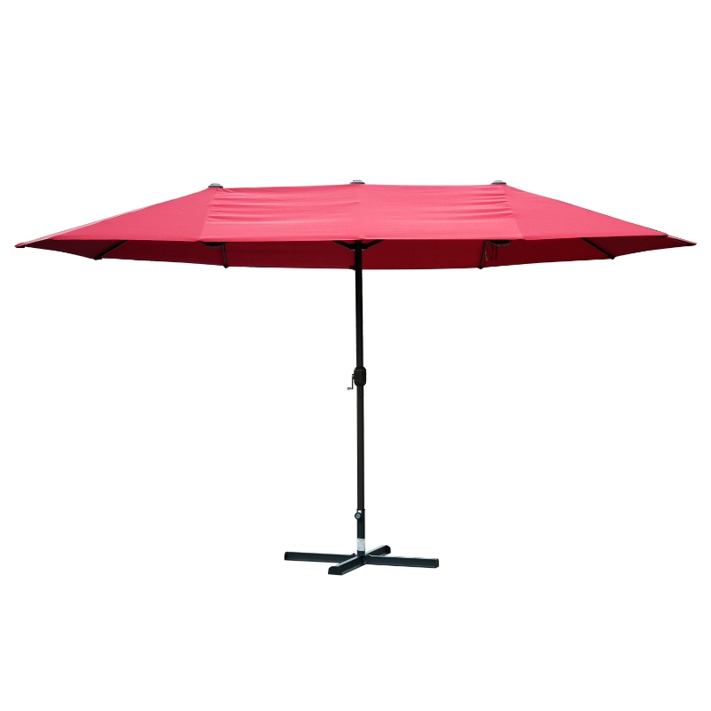 Outsunny 4.6 m Twin Parasol with Crank-Wine Red