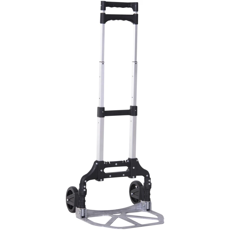 HOMCOM Steel Foldable Heavy Duty Luggage Cart Black/Silver