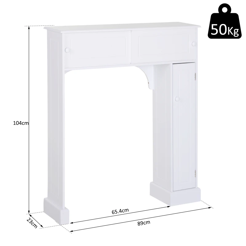 HOMCOM Over-The-Toilet Storage Cabinet Shelf Organizer Freestanding Spacesaver White Home Bathroom