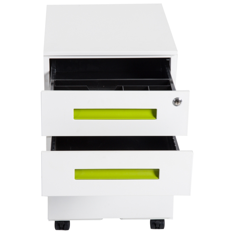 Vinsetto Mobile Pedestal File Cabinet, Cold Rolled Steel-White