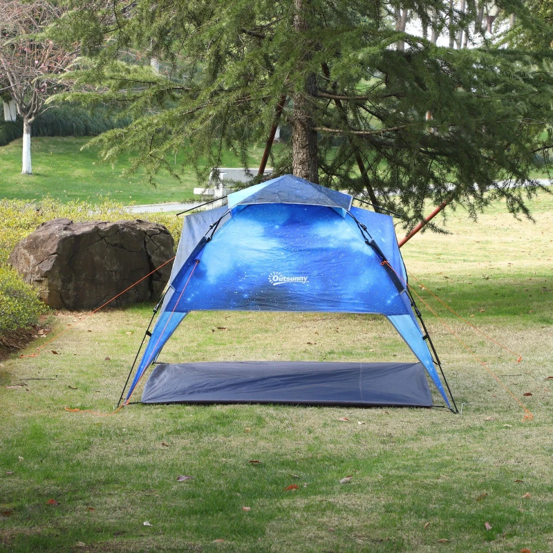 Outsunny Fibreglass Frame 3/4 Person Lightweight Camping Tent Blue
