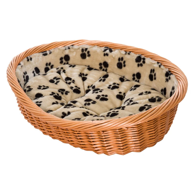 PawHut Pet Basket Sofa Bed, 100Lx74Wx26H cm, Willow Rattan-Orange