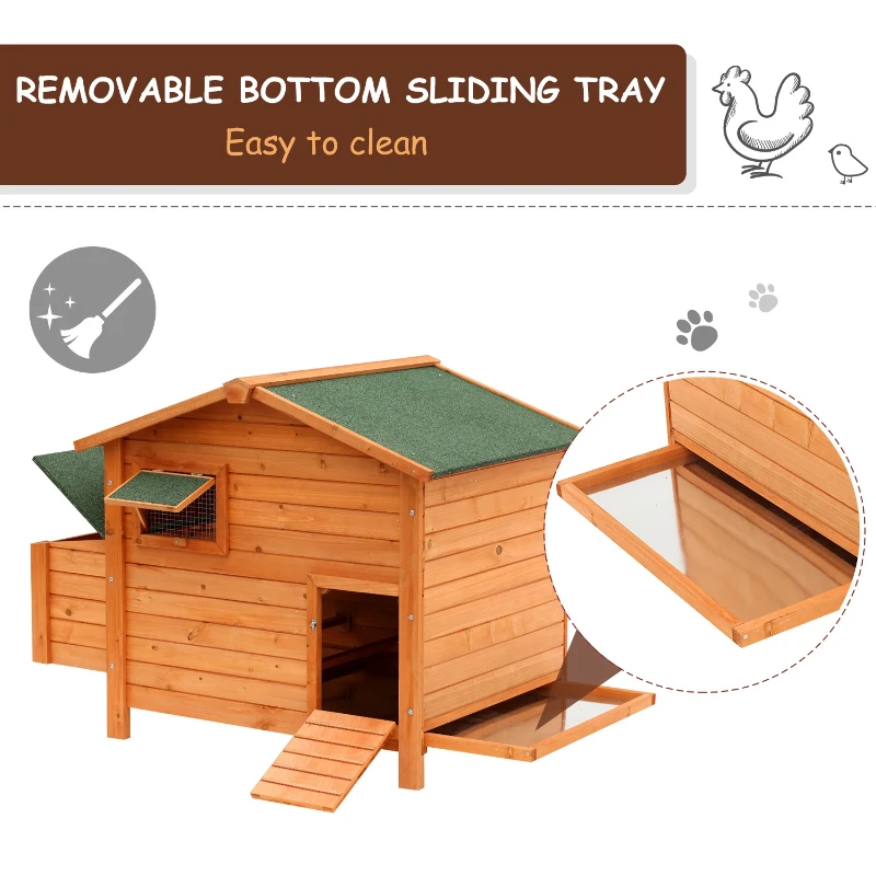 Pawhut Chicken Coop, 134.5Lx90Wx99.5H cm-Fir Wood