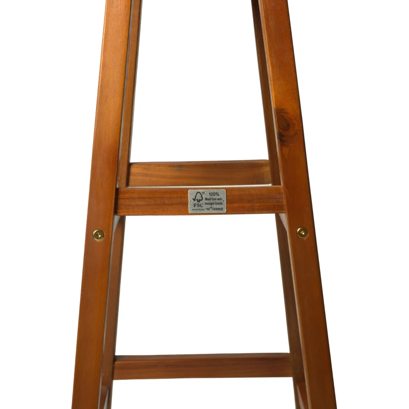 HOMCOM 2 PCs Bar Stools Chairs, Acacia Wood-Teak Colour