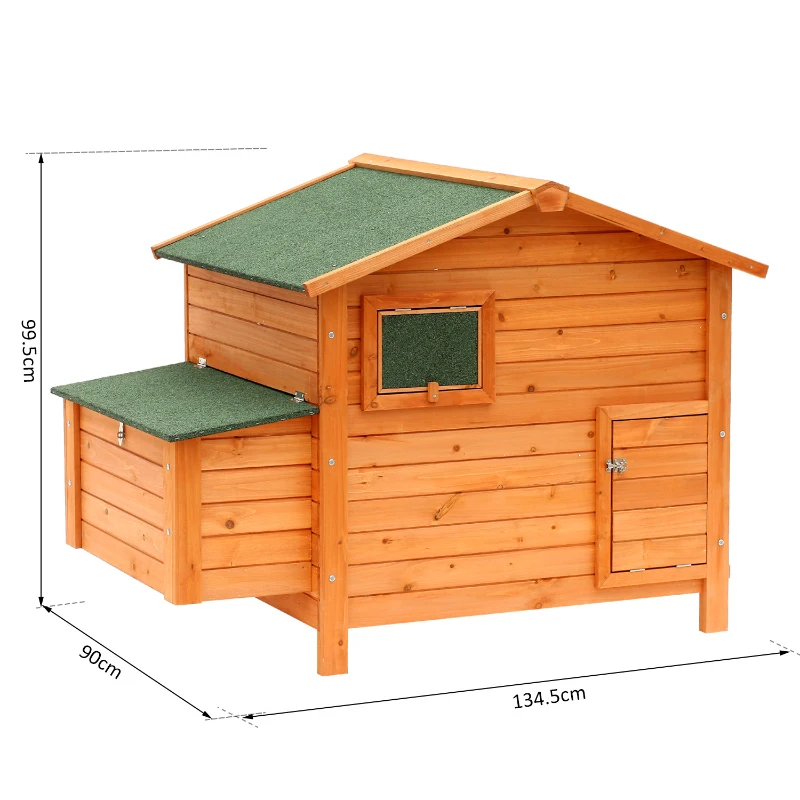 Pawhut Chicken Coop, 134.5Lx90Wx99.5H cm-Fir Wood