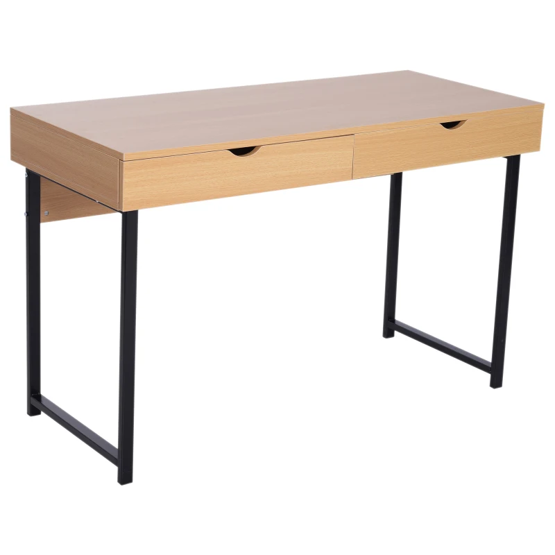 HOMCOM Computer Desk, 120Lx52Wx76.2Hcm-Natural Wood/Black Colour