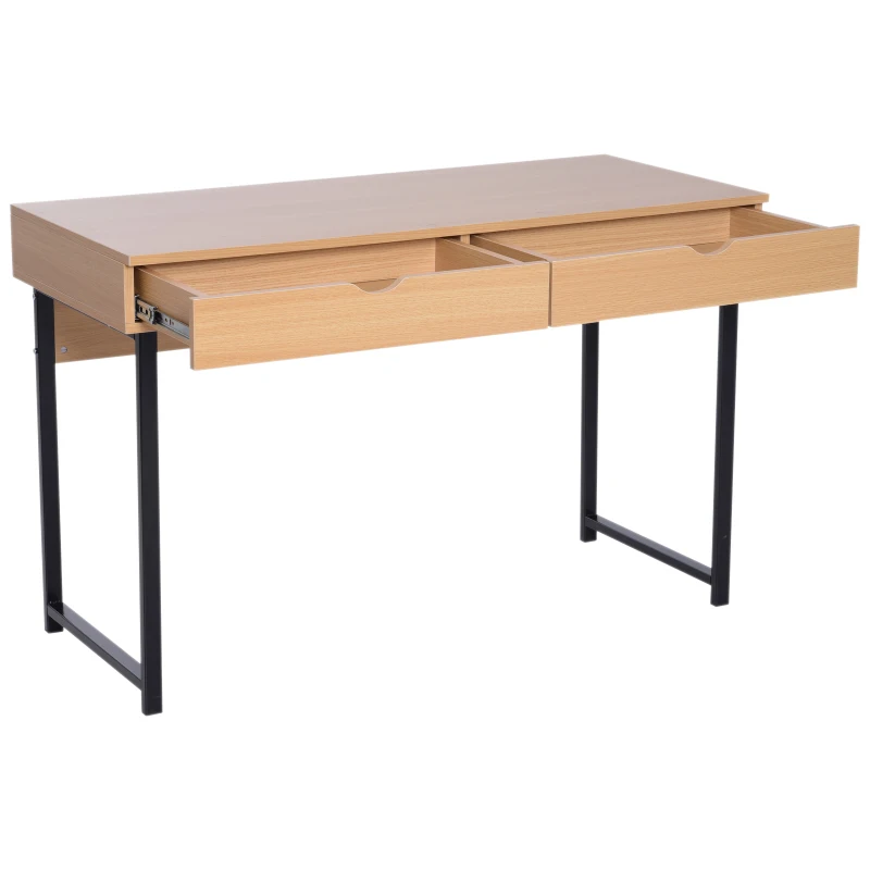 HOMCOM Computer Desk, 120Lx52Wx76.2Hcm-Natural Wood/Black Colour