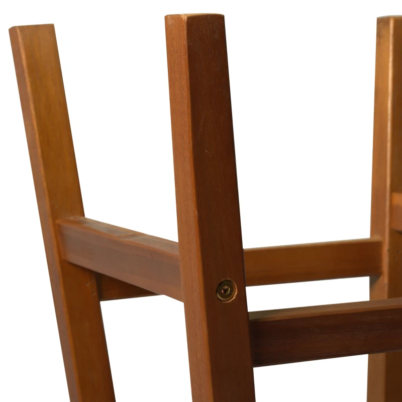 HOMCOM 2 PCs Bar Stools Chairs, Acacia Wood-Teak Colour