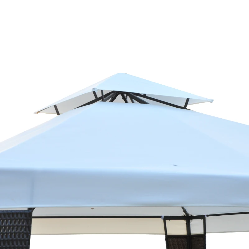Outsunny 3x3 m Waterproof Double-Tier Gazebo-Brown/ Creamy White