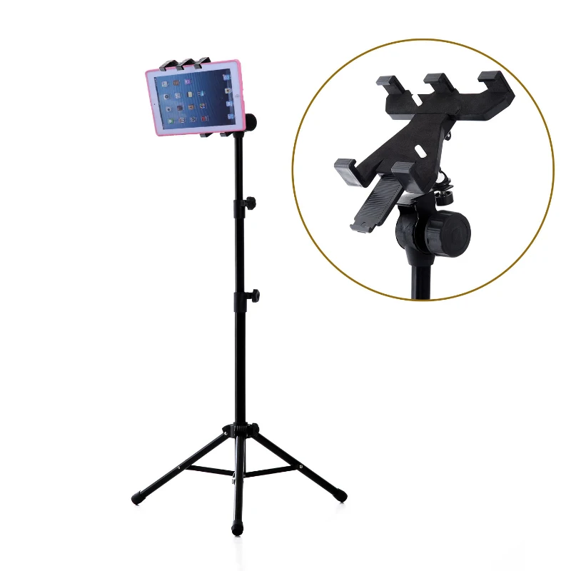 HOMCOM 360° Rotate Aluminium Tripod Tablet Holder-Black