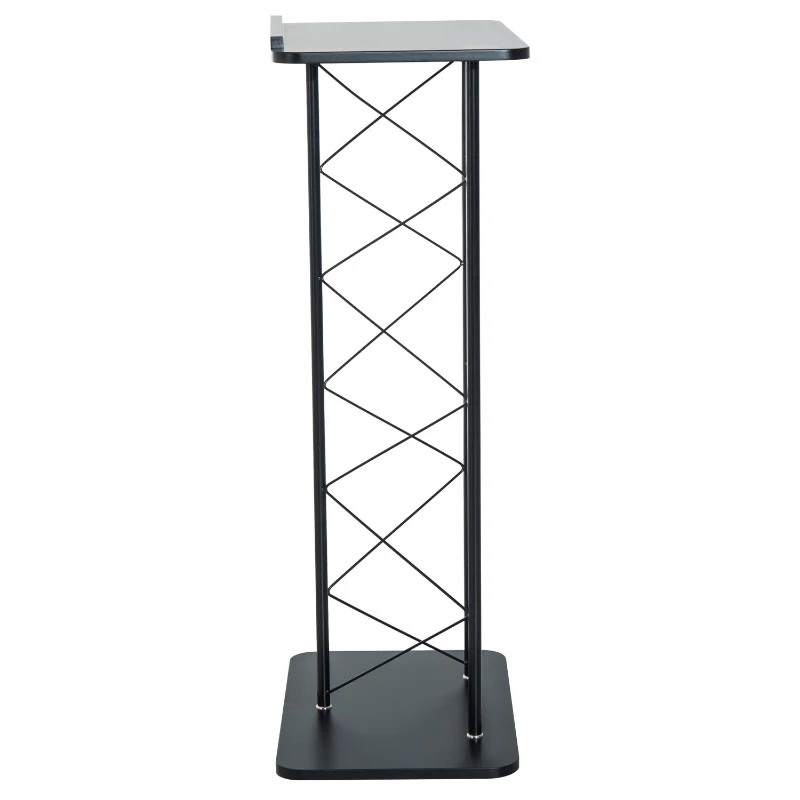 HOMCOM Floor-Standing Lecturn Stand-Black Metal Pipe, MDF