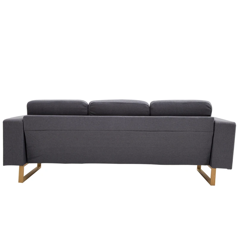 HOMCOM 3 Seater Sofa, Linen, 200Wx82Dx78H cm-Dark Grey
