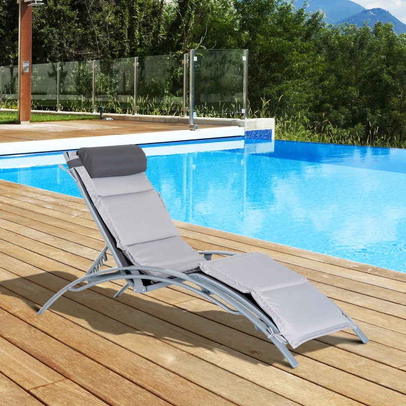 Outsunny Patio Lounger Recliner, TextileneDark Grey Aosom UK