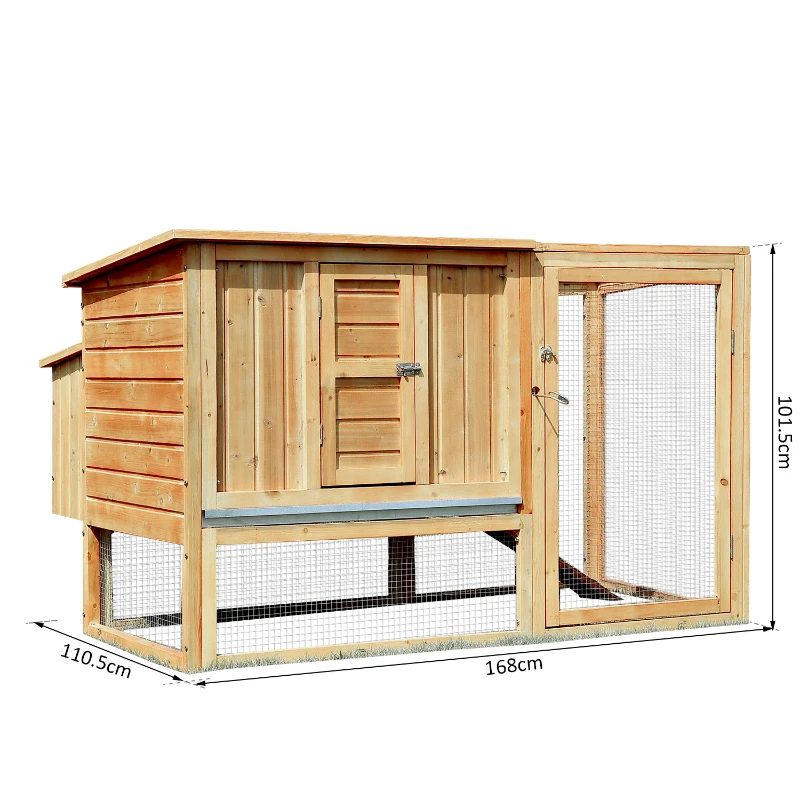 Pawhut Wooden Chicken Coop, 168Lx110.5Wx101.5H cm-Fir Wood