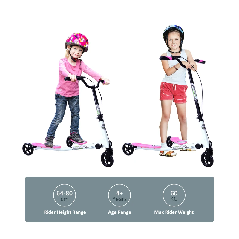 HOMCOM Kids 3 Wheels Speeder Scooter-Pink