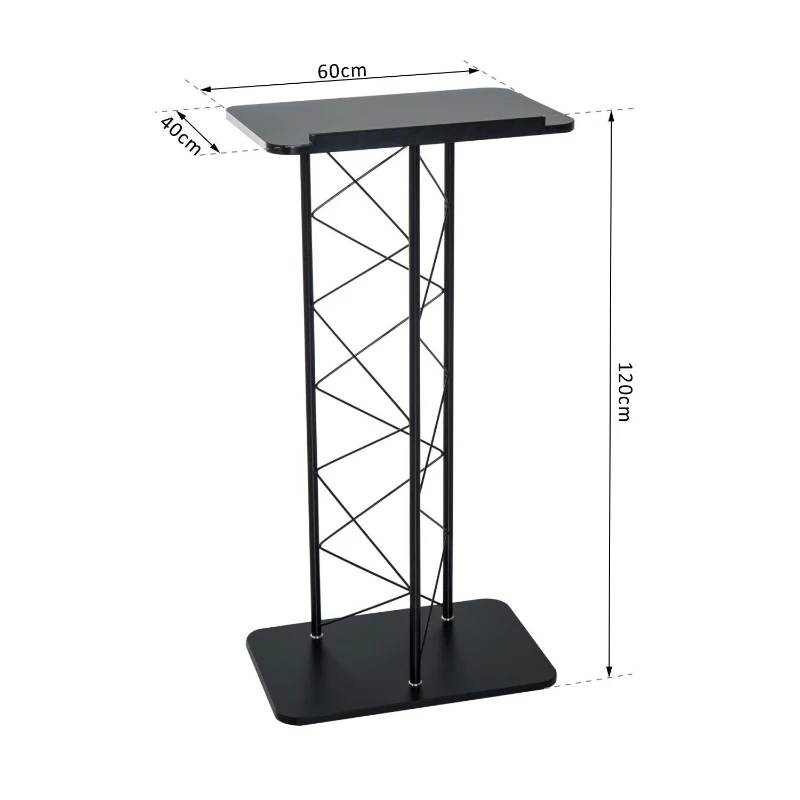 HOMCOM Floor-Standing Lecturn Stand-Black Metal Pipe, MDF