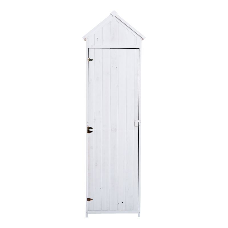 Outsunny Garden Shed, 65Lx67.5Wx214H cm, Wood-White