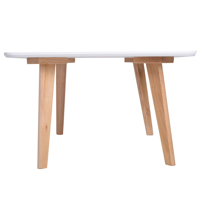 HOMCOM Scandinavian Style Coffee Table, 120Lx70Wx45H cm-White/Natural Wood Colour