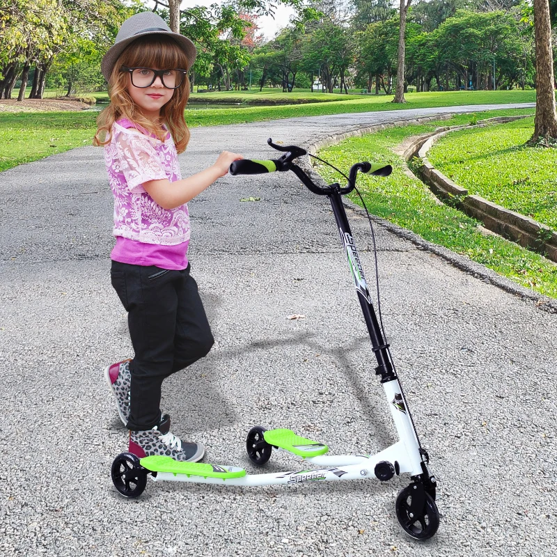 HOMCOM Kids 3 Wheels Speeder Scooter, L Size-Green